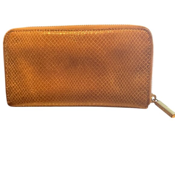 Tory Burch Metallic Snakeskin Embossed Zip Wallet - Picture 2 of 6